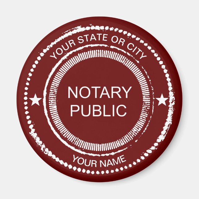 Notary Public Distressed Seal City Name Customized Magnet (Front)
