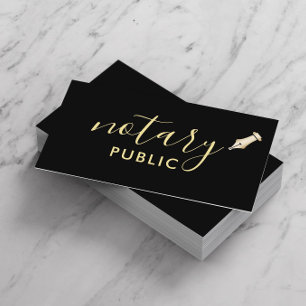 Notary Public Elegant Script Plain Black Business Card