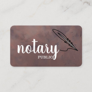 Notary Public Elegant Script Plain Black &  White Business Card