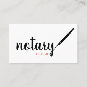 Notary Public Elegant Script Plain Black &  White  Business Card