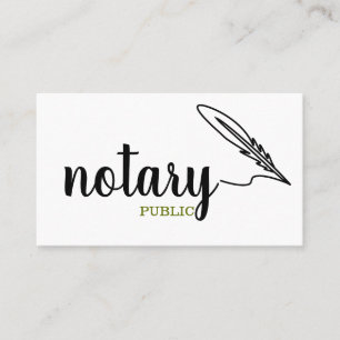 Notary Public Elegant Script Plain Black & White Business Card