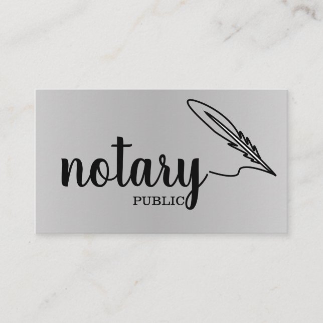 Notary Public Elegant Script Plain  Business Card (Front)