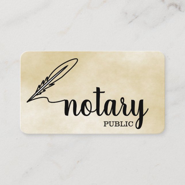 Notary Public Elegant Script Plain Business Card (Front)