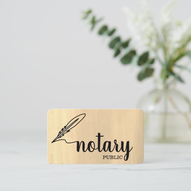 Notary Public Elegant Script Plain Business Card (Standing Front)