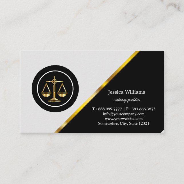 Notary Public Elegant Script Plain Business Card (Front)