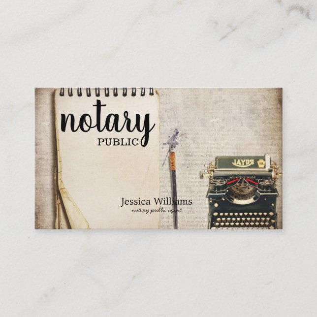 Notary Public Elegant Script Plain Business Card (Front)