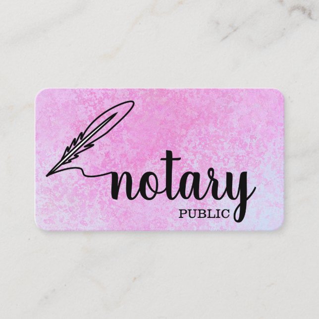 Notary Public Elegant Script Plain Business Card (Front)