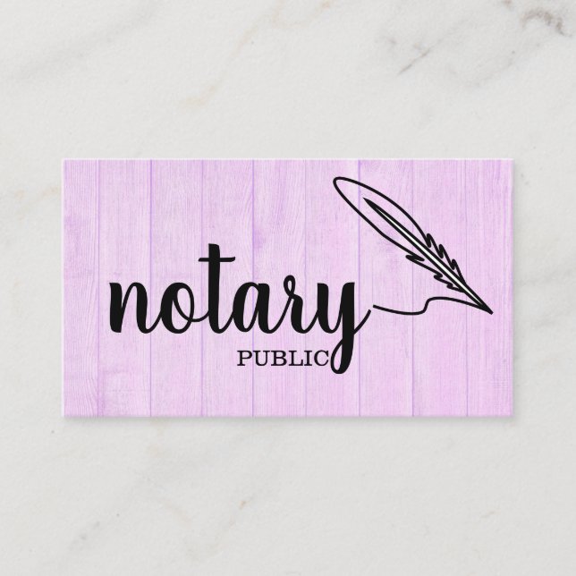 Notary Public Elegant Script Plain Business Card (Front)