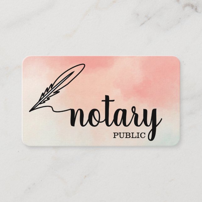 Notary Public Elegant Script Plain Business Card (Front)