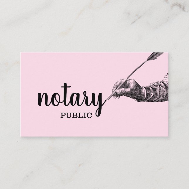 Notary Public Elegant Script Plain Business Card (Front)