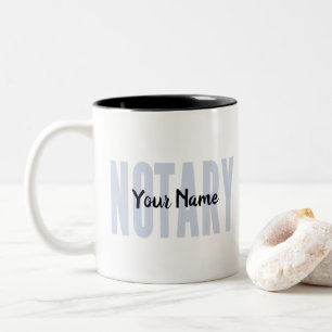 Notary Public Faded Blue Big Font Customized Two-Tone Coffee Mug