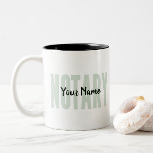Notary Public Faded Green Big Font Customized Two-Tone Coffee Mug
