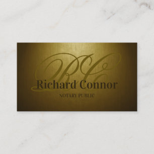 Notary Public Gold Custom Monogram Business Card