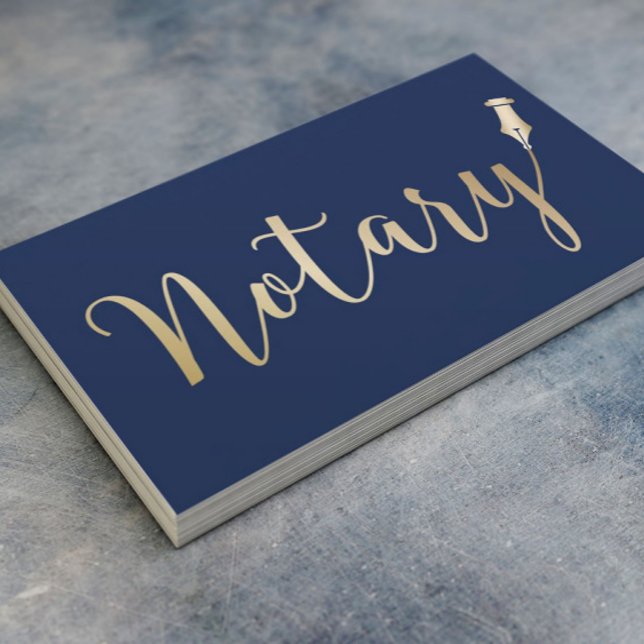 Notary Public Gold & Navy Blue Professional Business Card (Creator Uploaded)