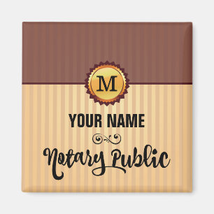 Notary Public Gold Seal Monogram Name Customized Magnet