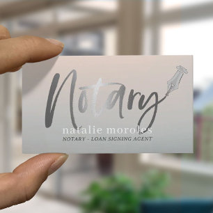 Notary Public Loan Agent Modern Silver Typography Business Card