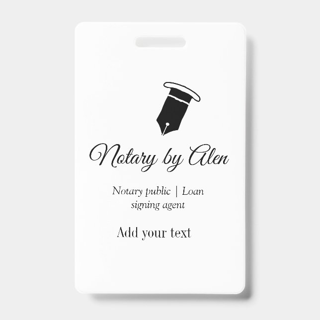 Notary public Loan signing agent add name address  Badge (Front)