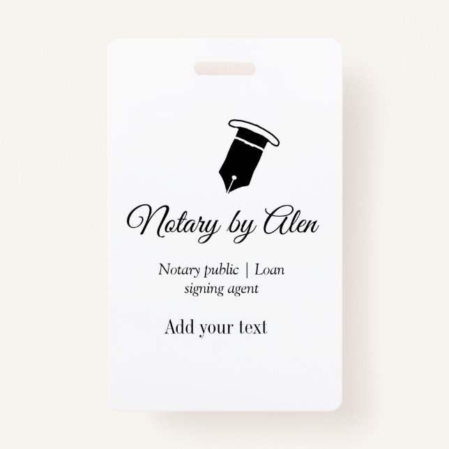 Notary public Loan signing agent add name address  Badge (Front)