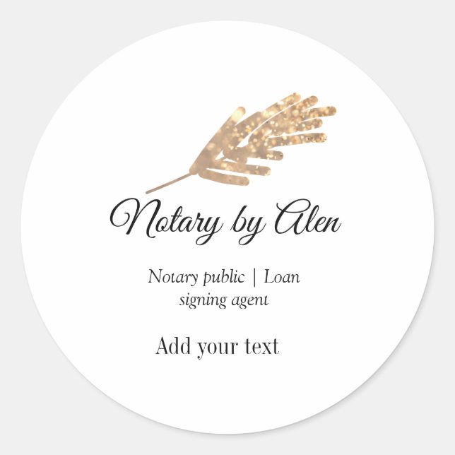 Notary public Loan signing agent add name address  Classic Round Sticker (Front)