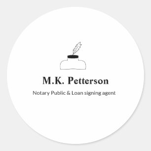 notary public loan signing agent add name address  classic round sticker