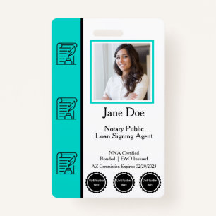 Notary Public Loan Signing Agent Badge with QR