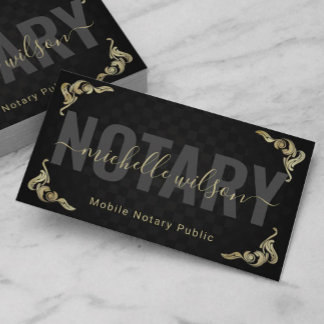 Notary Public Loan Signing Agent Black Art Deco Business Card
