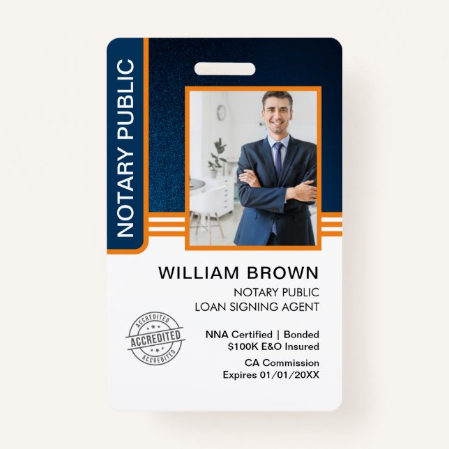 Notary Public Loan Signing Agent ID Badge (Front)