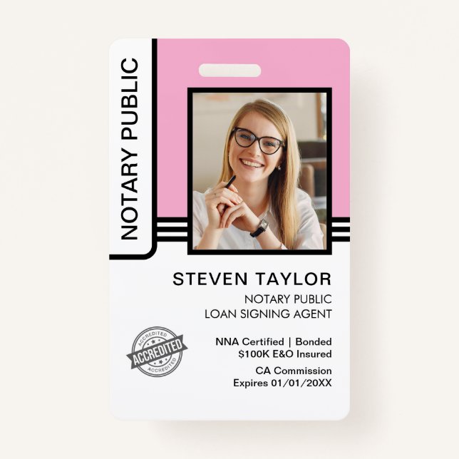 Notary Public Loan Signing Agent ID Badge (Front)