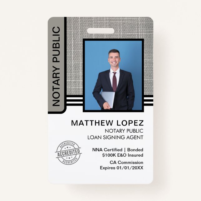 Notary Public Loan Signing Agent ID Badge (Front)