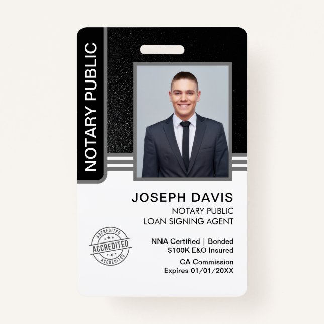 Notary Public Loan Signing Agent ID Badge (Front)