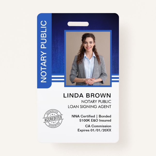 Notary Public Loan Signing Agent ID Badge (Front)