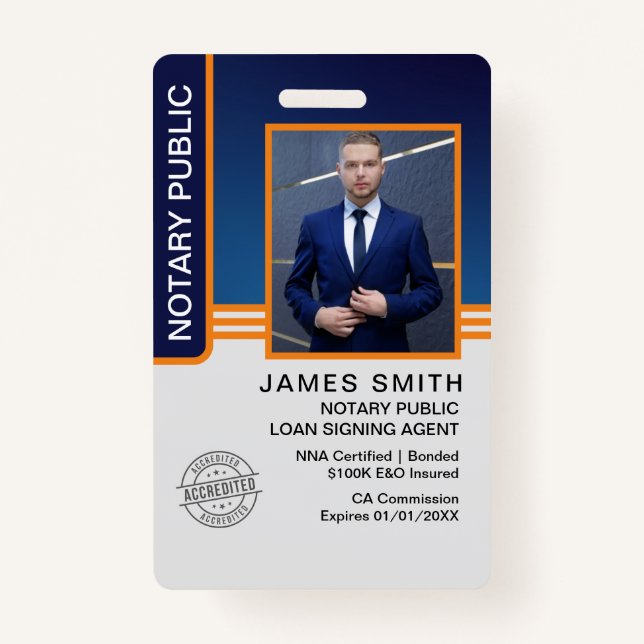 Notary Public Loan Signing Agent ID Badge (Front)
