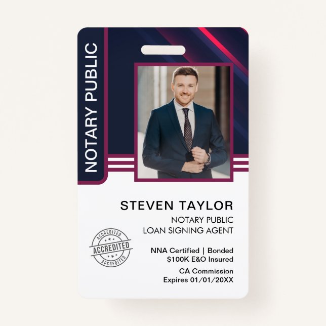 Notary Public Loan Signing Agent ID Badge (Front)