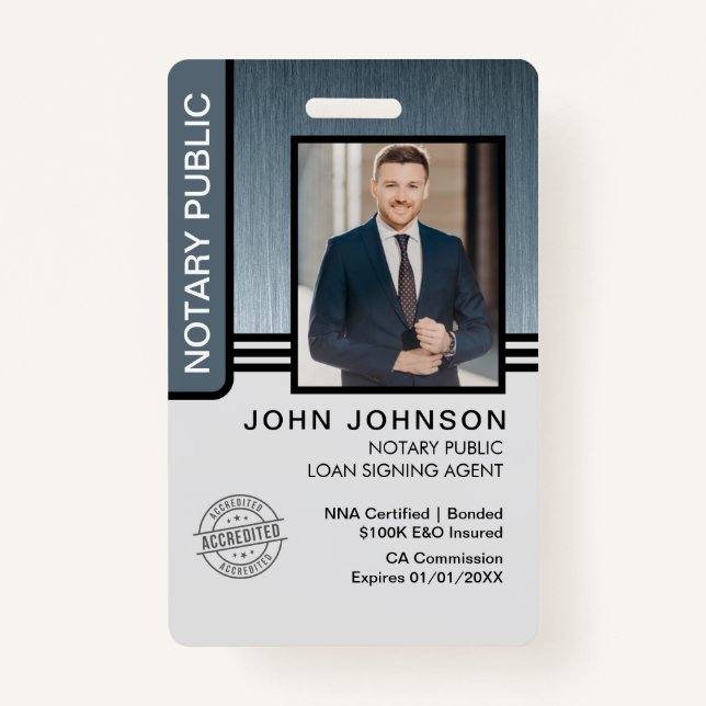 Notary Public Loan Signing Agent ID Badge (Front)