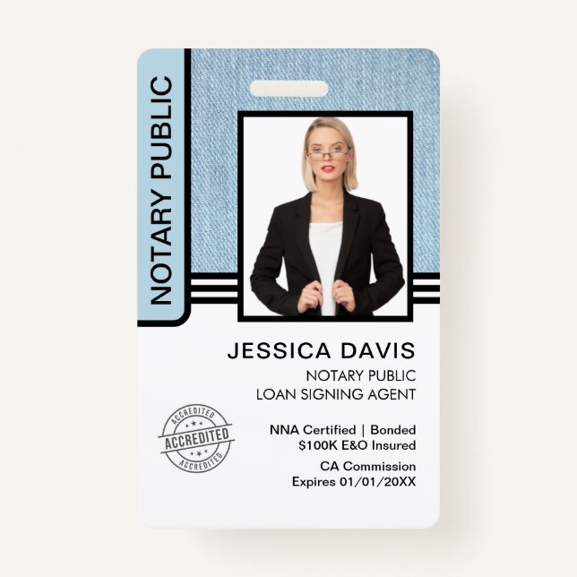 Notary Public Loan Signing Agent ID Badge (Front)