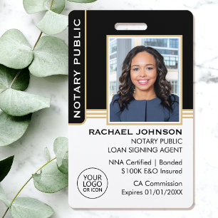 Notary Public Loan Signing Agent ID Black Gold Badge