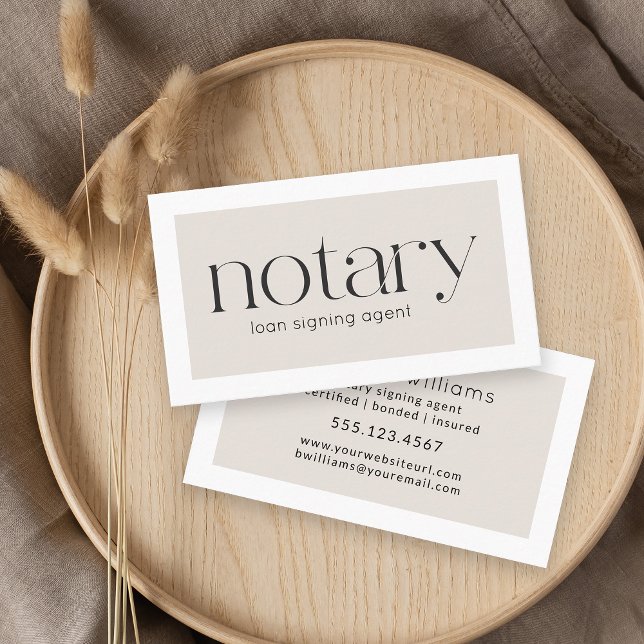 Notary Public Loan Signing Agent Modern Minimal Business Card (Creator Uploaded)