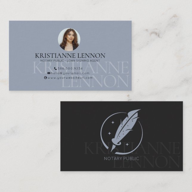 Notary Public/Loan Signing Agent - Modern Photo Business Card (Front/Back)