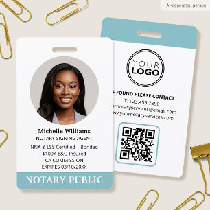 Notary Public Loan Signing Agent Photo Turquoise Badge