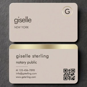 Notary Public Neutral Gold QR Code Business Card