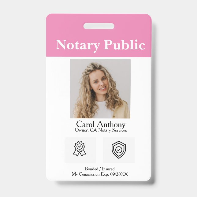 Notary Public / Notary Signing Agent ID Badge (Front)