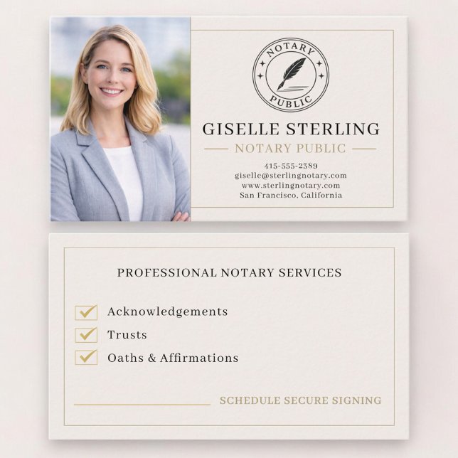 Notary Public Photo Professional Business Card (Creator Uploaded)