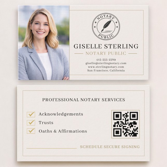 Notary Public QR Code Photo Professional Business Card (Creator Uploaded)
