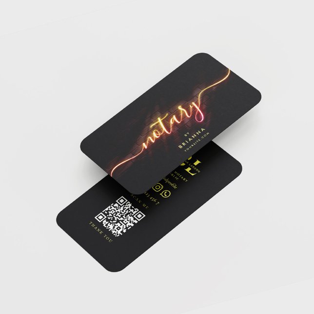 Notary Public Script Monogram QR Business Card (Creator Uploaded)