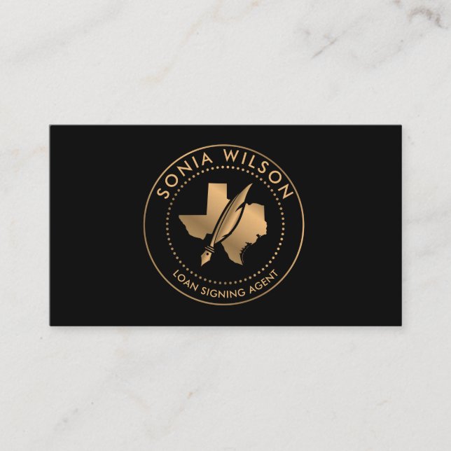 Notary Public Texas Stamp Loan Signing Agent  Busi Business Card (Front)