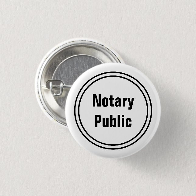 Notary Public White and Black Text Template 1 Inch Round Button (Front & Back)