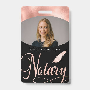 Notary Rose Gold Typography Photo Badge