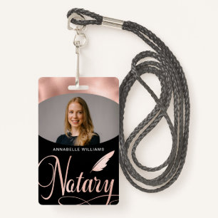 Notary Rose Gold Typography Photo Badge