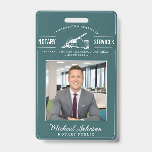 Notary Services Vintage Professional Teal Custom  Badge