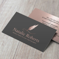 Notary Signing Agent Elegant Rose Gold Quill Logo 